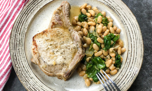 Pork Chops with White Beans and Greens